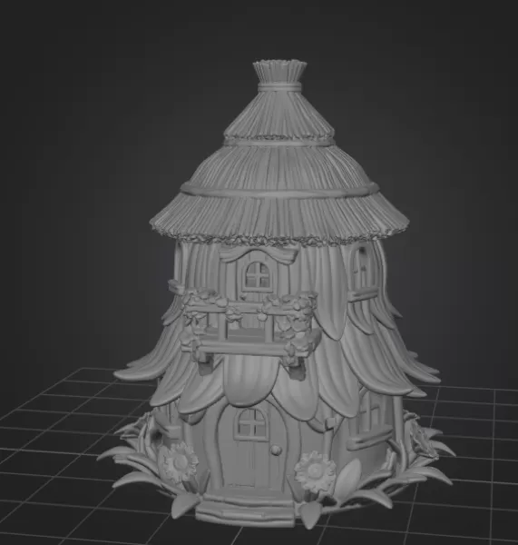 Fantasy Straw Cottage – STL File 3D Printable Fairy House - Model preview 12