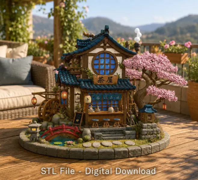 Japanese Tea House STL File for 3D Print - Model preview 2