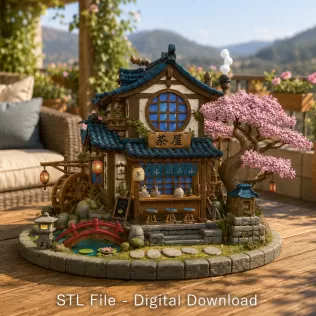 Japanese Tea House STL File for 3D Print - Model thumbnail 2