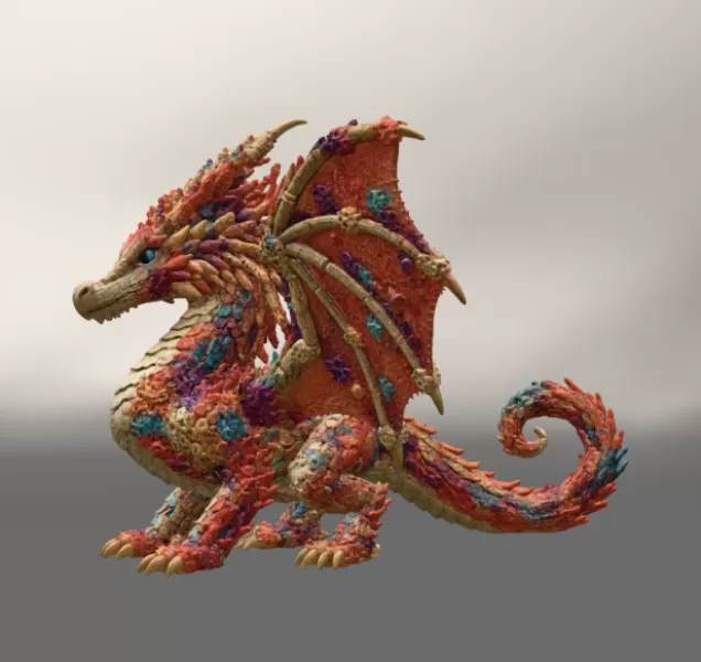 🐉 Coral Reef Dragon STL File for 3D Print - Model preview 6