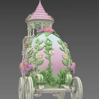 Floral Fantasy Egg Tower Carriage – STL File 3D Printable - Model thumbnail 4