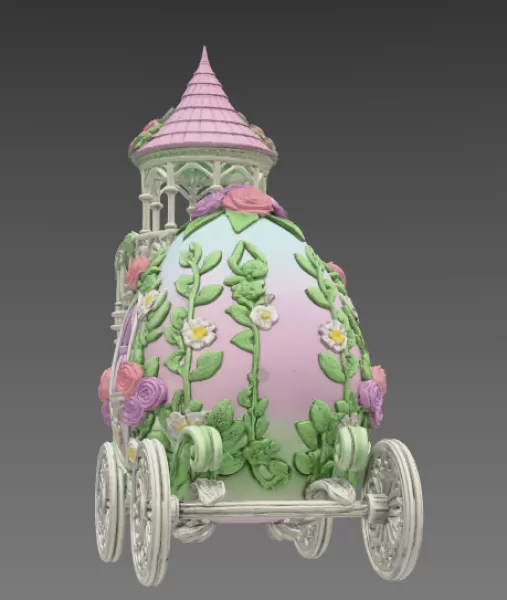 Floral Fantasy Egg Tower Carriage – STL File 3D Printable - Model preview 4