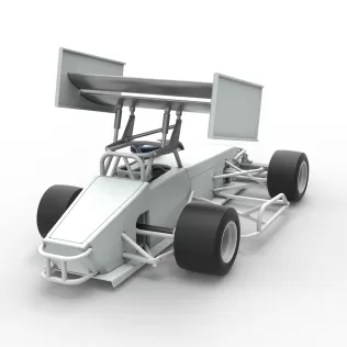 Supermodified front engine Winged race car V4 Scale 1:25 - Model thumbnail 16