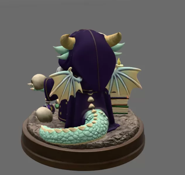 Cute Fantasy Mage Dragon STL File for 3D Printing - Model preview 5