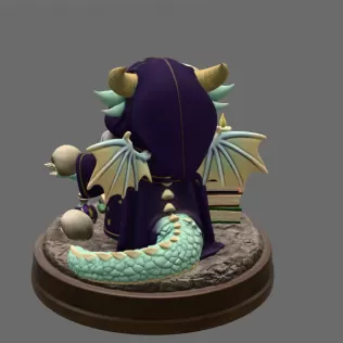 Cute Fantasy Mage Dragon STL File for 3D Printing - Model thumbnail 5
