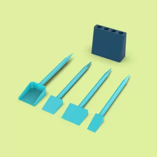 Cookie Scribe/Scraper Tool Set; 4 pcs. & Holder, 3D Cookie Tool - Model thumbnail 2