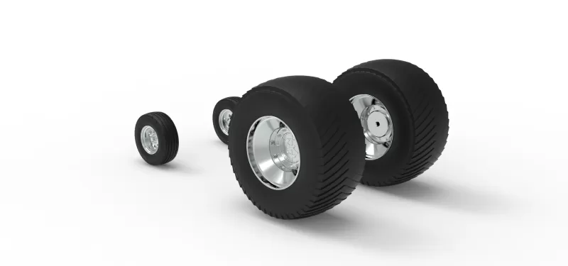 Wheel set of Pro Stock Pulling Tractor Version 3 Scale 1:25 - Model preview 7