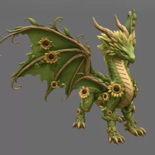 Sunflower Meadow Dragon STL File for 3D Print - Model thumbnail 10