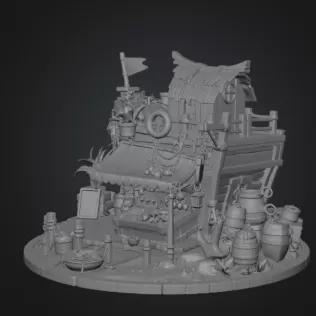 Floating Fish Market Boat STL File for 3D Print - Model thumbnail 14