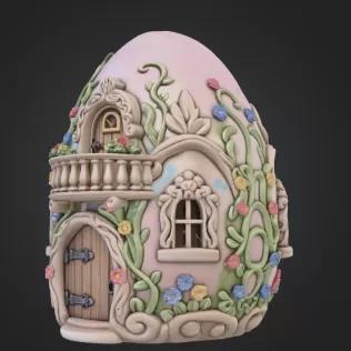 Fantasy Egg Cottage House – STL File 3D Printable - Model thumbnail 4