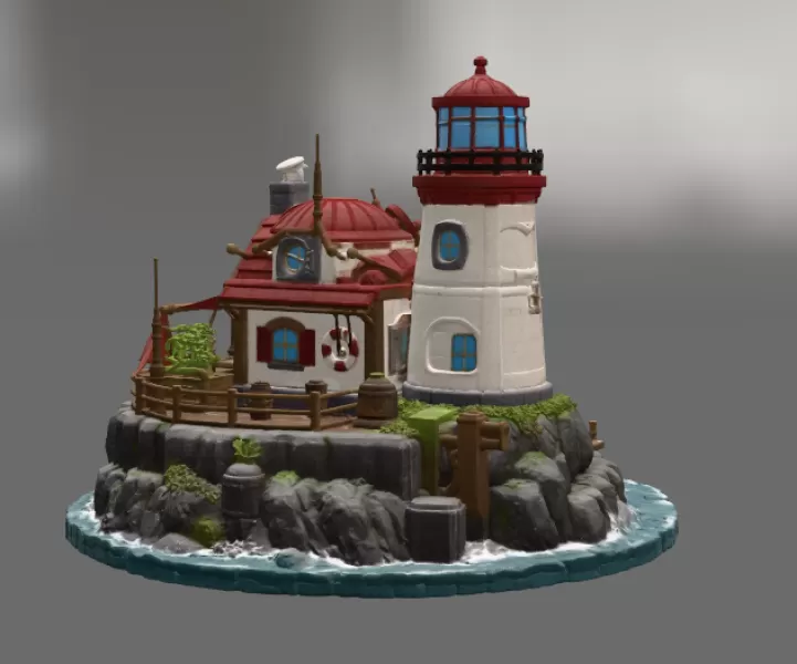 🌊 Lighthouse Harbor House STL File for 3D Print - Model preview 10