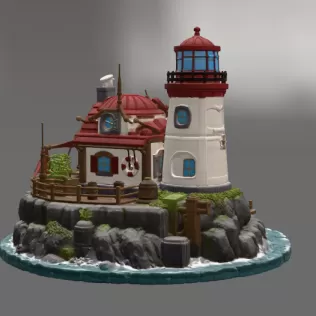 🌊 Lighthouse Harbor House STL File for 3D Print - Model thumbnail 10