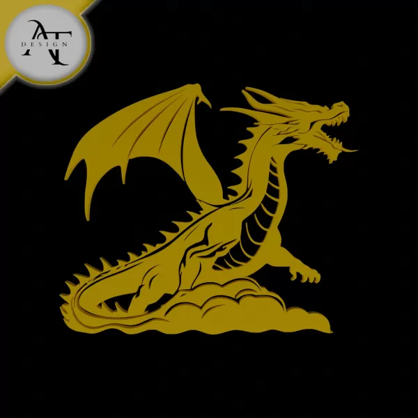 Dragon - Silhouette - 2D Wall Art Decor - Model preview 1