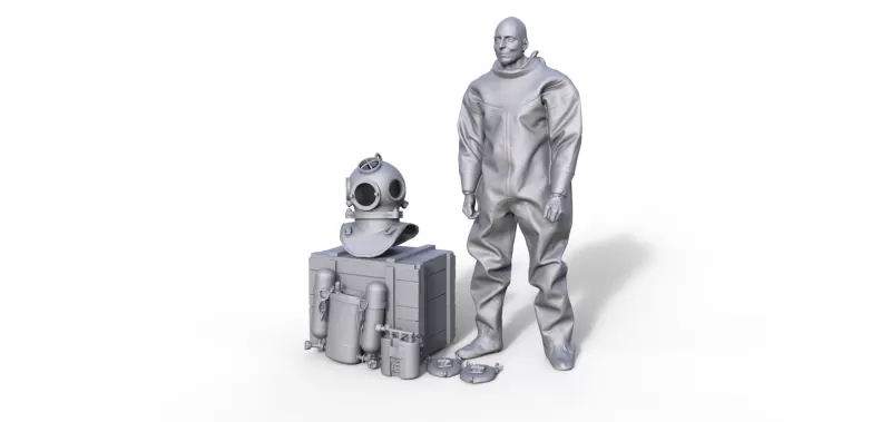 Figure of a historical diver for a ship model - Model preview 2