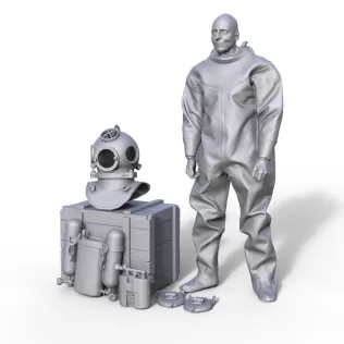 Figure of a historical diver for a ship model