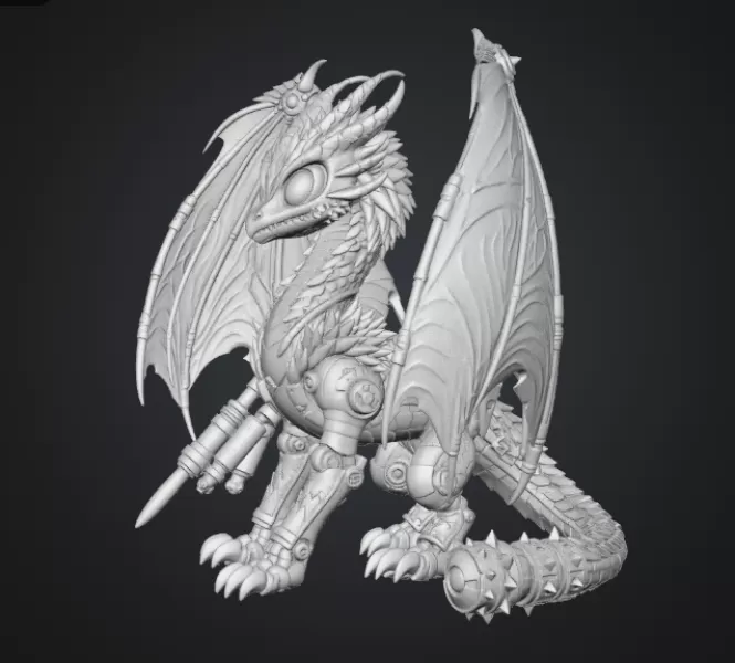Mechanical Inferno Dragon STL File for 3D Print - Model preview 12