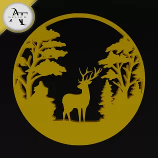Deer in nature - Silhouette - 2D Wall Art Decor