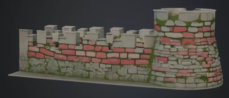 Stadtmauer mit runden turm - Model preview 3