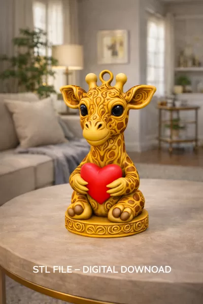 Giraffe with Heart – STL File | Digital Download - Model preview 1