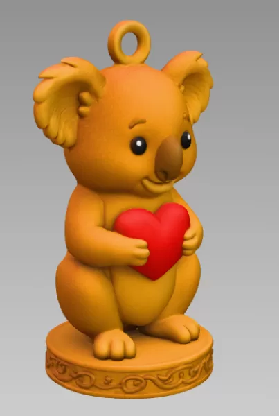 Cute Koala with Heart – 3D Printable STL File - Model preview 6