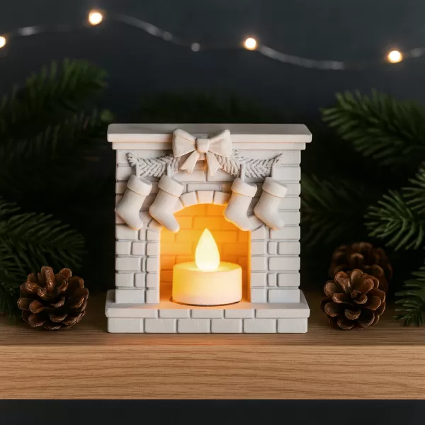 Fireplace Candle Holder | Christmas Stocking Decor | Holiday - Model preview 7