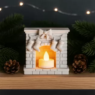 Fireplace Candle Holder | Christmas Stocking Decor | Holiday - Model thumbnail 7