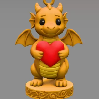 🐉❤ Cute Dragon STL File – 3D Printable Valentine Figurine - Model thumbnail 2