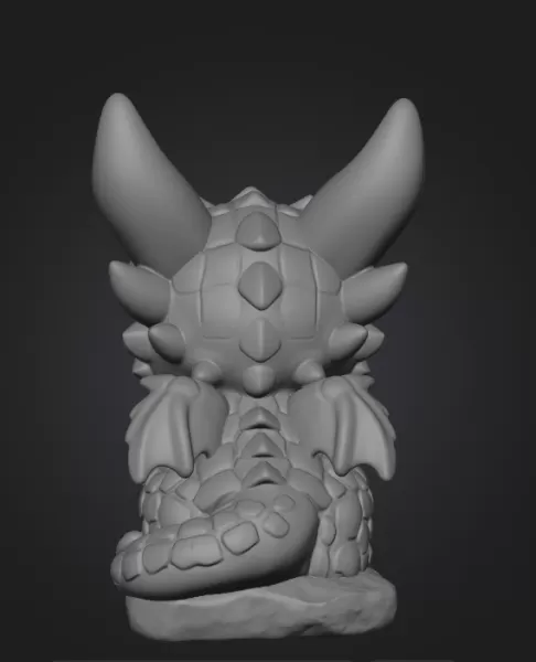 Baby Stone Dragon STL File 3D Printable Fantasy Dragon Figurine - Model preview 10