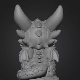 Baby Stone Dragon STL File 3D Printable Fantasy Dragon Figurine - Model thumbnail 10