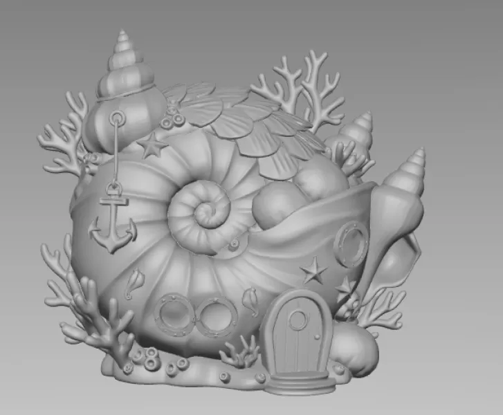 Ocean Shell House – STL File for 3D Printing - Model preview 3