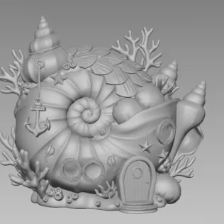 Ocean Shell House – STL File for 3D Printing - Model thumbnail 3
