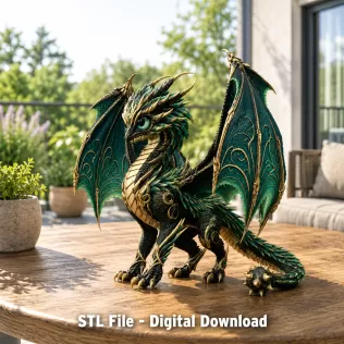 Emerald Crown Dragon STL File for 3D Print - Model thumbnail 2