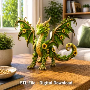 Sunflower Meadow Dragon STL File for 3D Print - Model thumbnail 3