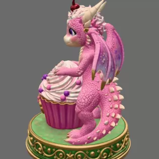 Cute Fantasy Dessert Dragon STL for 3D Printing - Model thumbnail 4