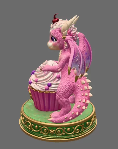 Cute Fantasy Dessert Dragon STL for 3D Printing - Model preview 4