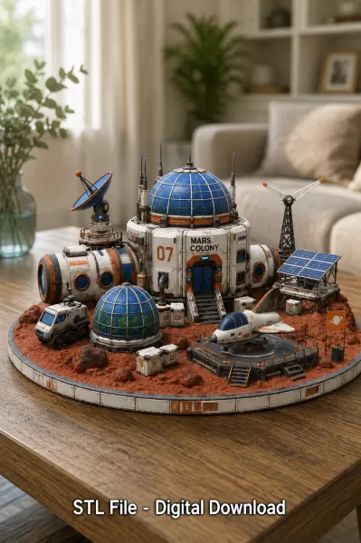 Mars Colony Command Base STL File for 3D Print - Model preview 4