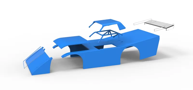 Shell of Vintage Dirt late model Race car Version 5 Scale 1:25 - Model preview 19