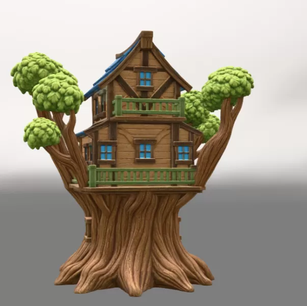 Fantasy Treehouse STL File for 3D Print - Model preview 5