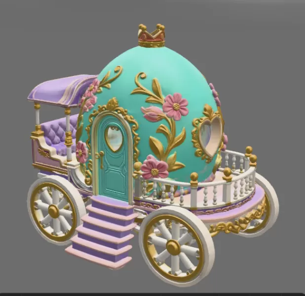 Royal Fantasy Egg Carriage - STL File 3D Printable - Model preview 7