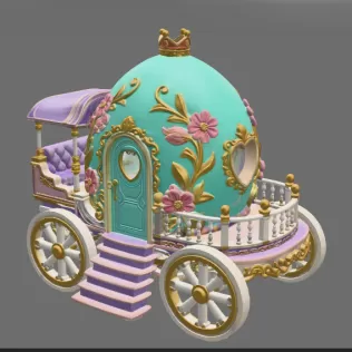 Royal Fantasy Egg Carriage - STL File 3D Printable - Model thumbnail 7