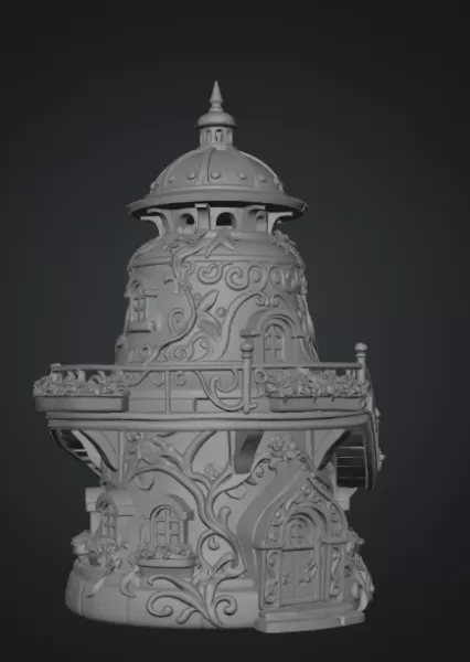 Fantasy Bell Tower House STL File for 3D Print - Model preview 12