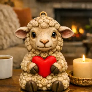 Adorable Lamb with Heart – Cute 3D Printable Figurine STL - Model thumbnail 2