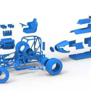 Dirt Silver Crown Champ car while turning Version 2 Scale 1:25 - Model thumbnail 28