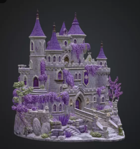 Lavender Bloom Castle STL File for 3D Print - Model preview 10