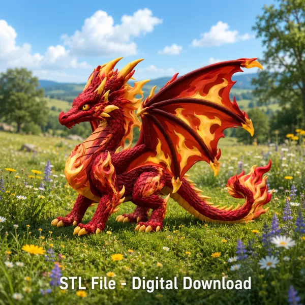 🔥 Inferno Flame Dragon STL File for 3D Print - Model preview 1