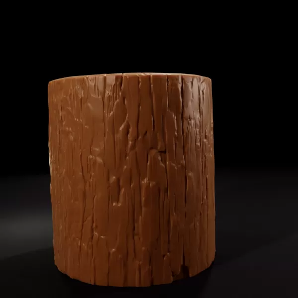 Realistic Tree Bark Candle Mold - 3D Printable Model - Model preview 3