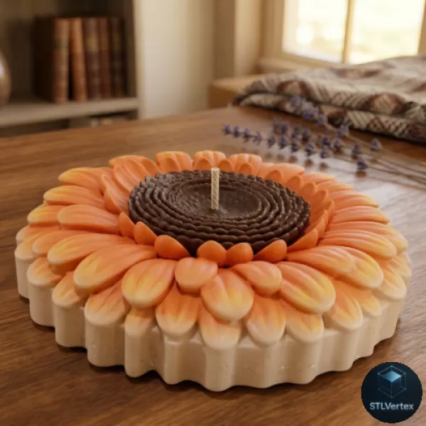 Gerbera Daisy Candle Printable 3D Model - Model preview 1