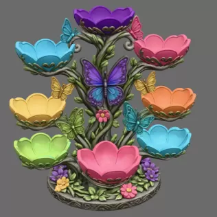 Butterfly Flower Bowl Organizer STL File for 3D Print - Model thumbnail 7