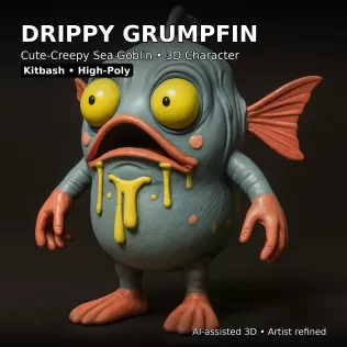 Sea Goblin Monsters – 10 High-Poly Kitbash Creature Pack - Model thumbnail 6