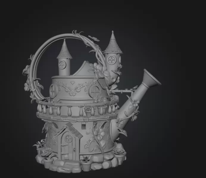 Enchanted Watering Can House STL File for 3D Printing - Model preview 8